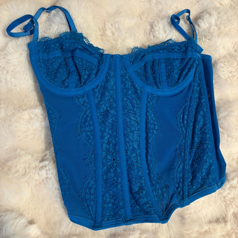 Urban Outfitters Blue Lace Corset Top